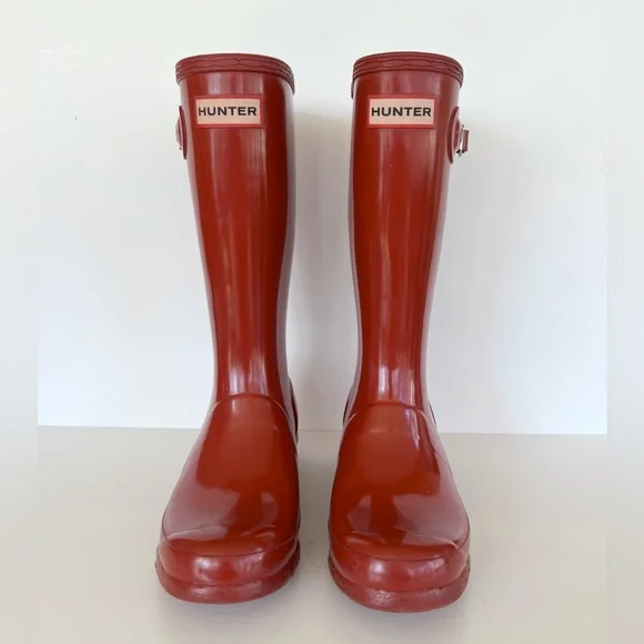 Hunter Kids’ Original Tall Rain Boots in Military Red, size B3/G4 UK2 - Picture 2 of 9
